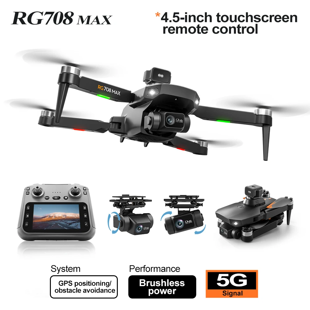 Drone sans balais RG708 MAX, c - Drone Gimbal 2 Axis avis et prix
